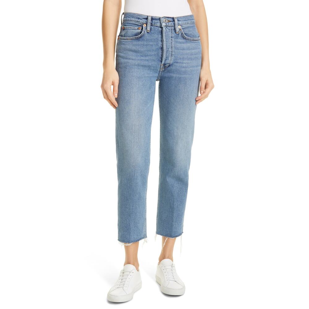 Re/Done Classic Blue Originals High Waist Stovepipe Denim Jeans Size 28